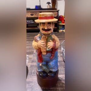 Vintage Ceramic Wine Decanter Figurative Italian Merchant